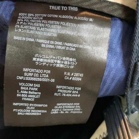 NWT MENS VOLCOM vmonty stretch short in dark navy in size 30 - Picture 5 of 8